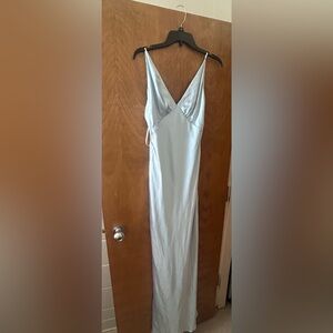 Elegant Light Blue Satin Dress